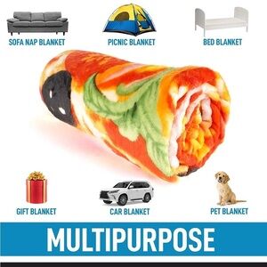 Zulay Kitchen Loaded Pizza Blanket 60 Inch Novelty Big Blanket For Adult Kids